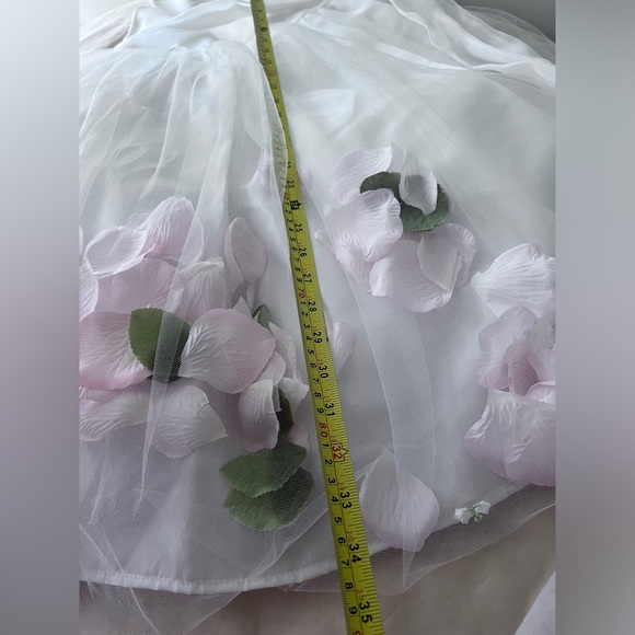 US Angels White Satin Pink Flower Girl Tulle Petal Party Formal Dress 6X 6 - Picture 15 of 17